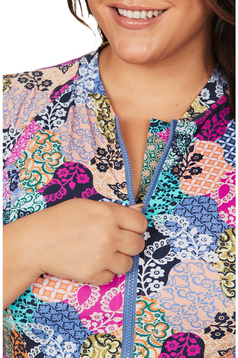 Salmagundi Seraut Sunsafe Zip Front Rashguard, Alternate, color, MULTI