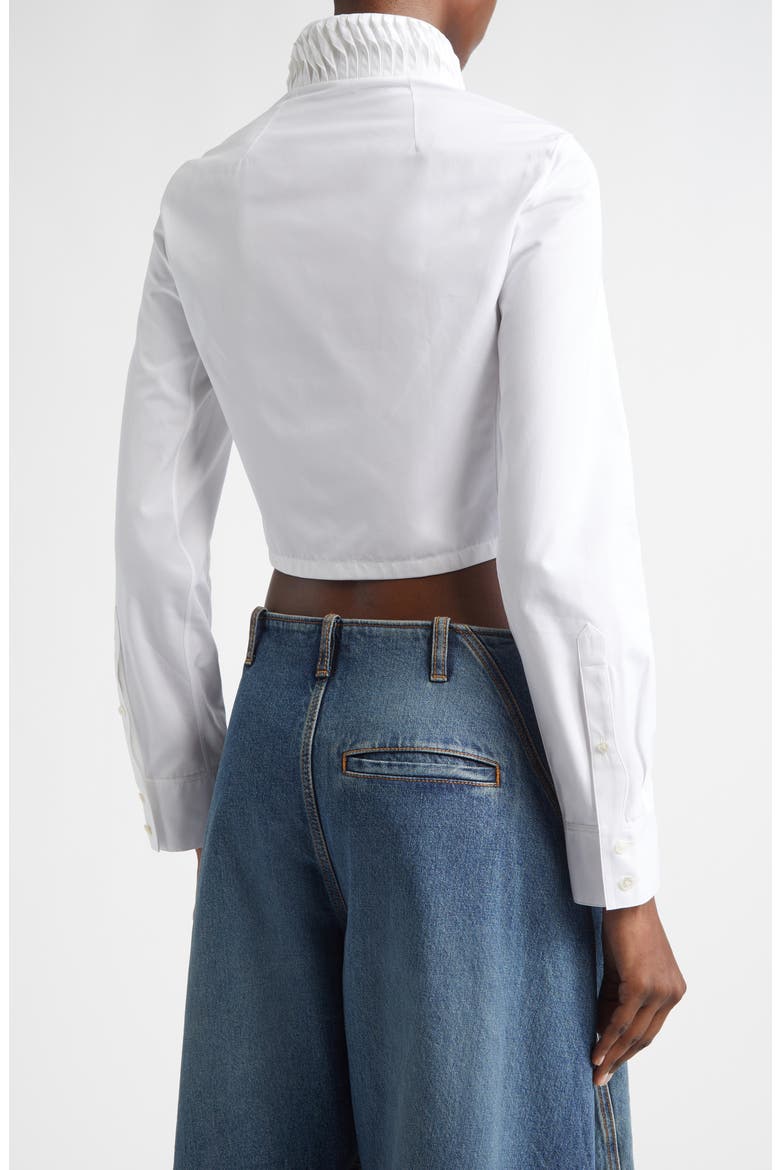 Twisted Detail Crop Poplin Shirt, Alternate, color, BLANC