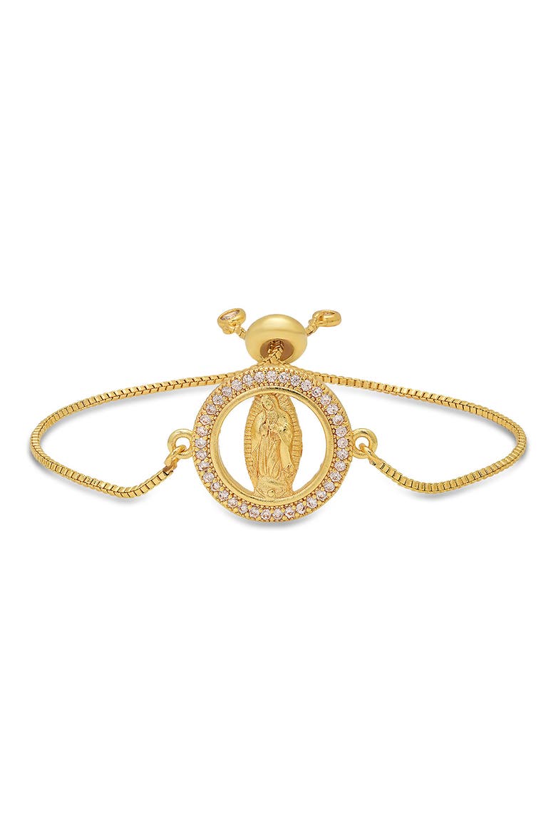 Our Lady Pavé CZ Halo Slide Bracelet, Main, color, GOLD