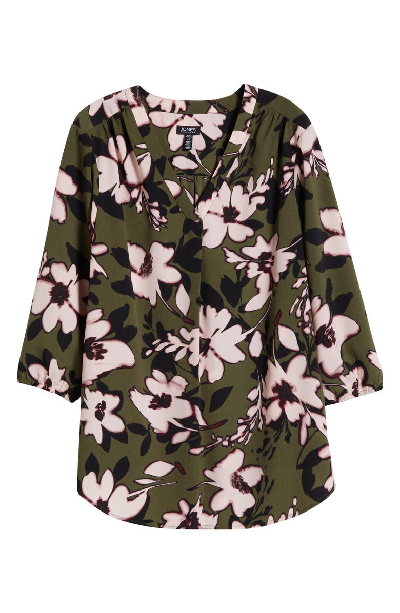 Jones New York Floral Print Tunic, Alternate, color, Jasper Green Multi