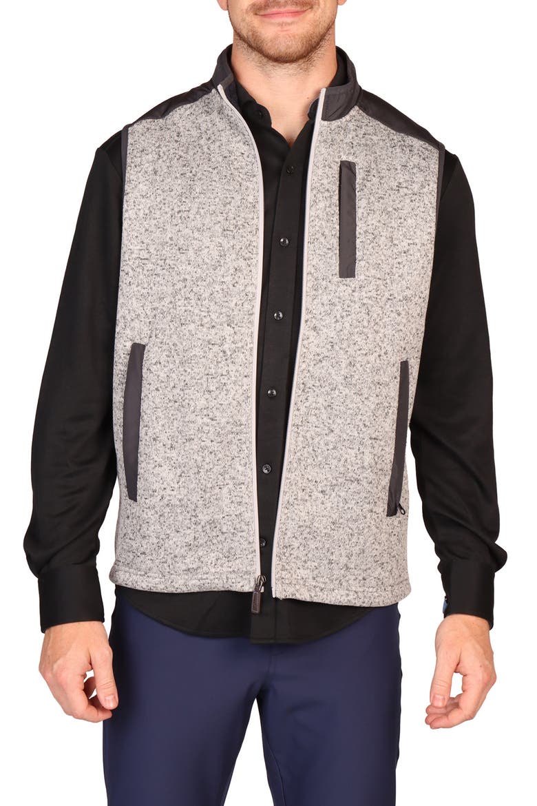 Full Zip Knit Vest, Main, color, GREY HEATHER