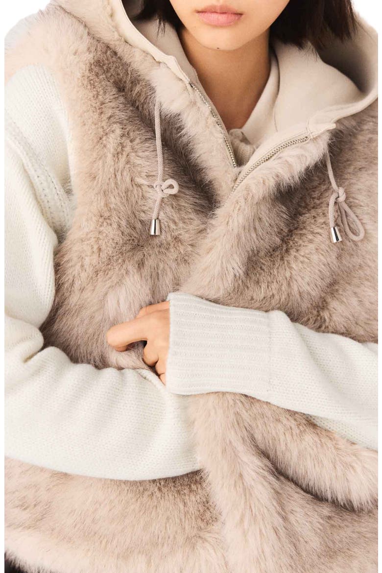 Short faux fur jacket, Alternate, color, Beige