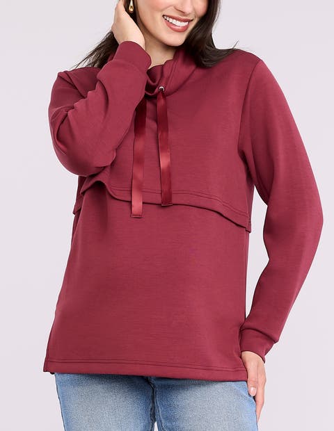 Funnel Neck Pullover Nursing Sweatshirt