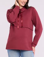 MOTHERHOOD MATERNITY Funnel Neck Pullover Nursing Sweatshirt