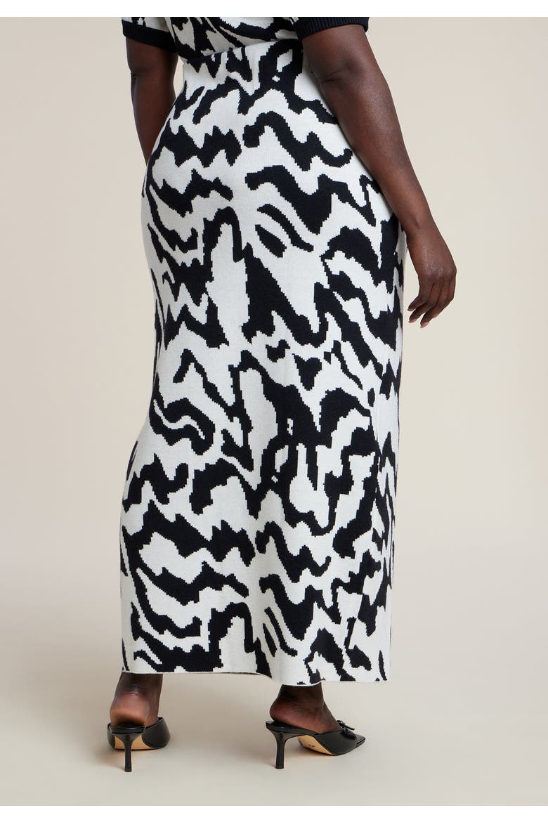 Intarsia Sweater Maxi Skirt, Alternate, color, WAVES