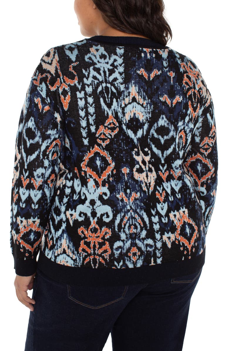 Liverpool Los Angeles Jacquard Sweater, Alternate, color, Blue Multi Ikat