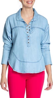 APNY Grommet Henley Chambray Top