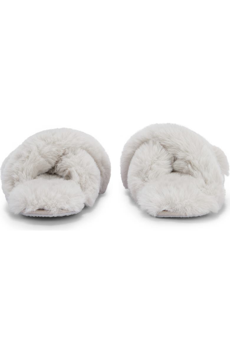 The White Company Cross Front Faux Fur Slipper, Alternate, color,
