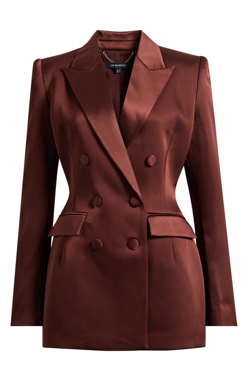 Nadine Merabi Monica Satin Blazer Minidress In Brown