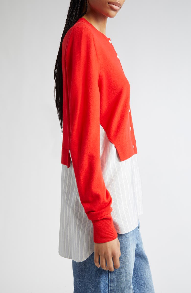 Stella McCartney Mixed Media Wool, Silk & Cotton Cardigan, Alternate, color, 6025 - Lipstick Red