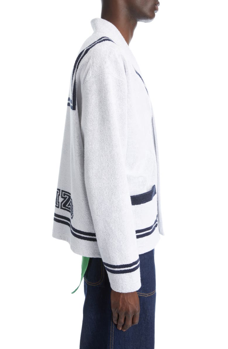 KENZO Sailor V-Neck Terry Cloth Varsity Cardigan, Alternate, color, 
