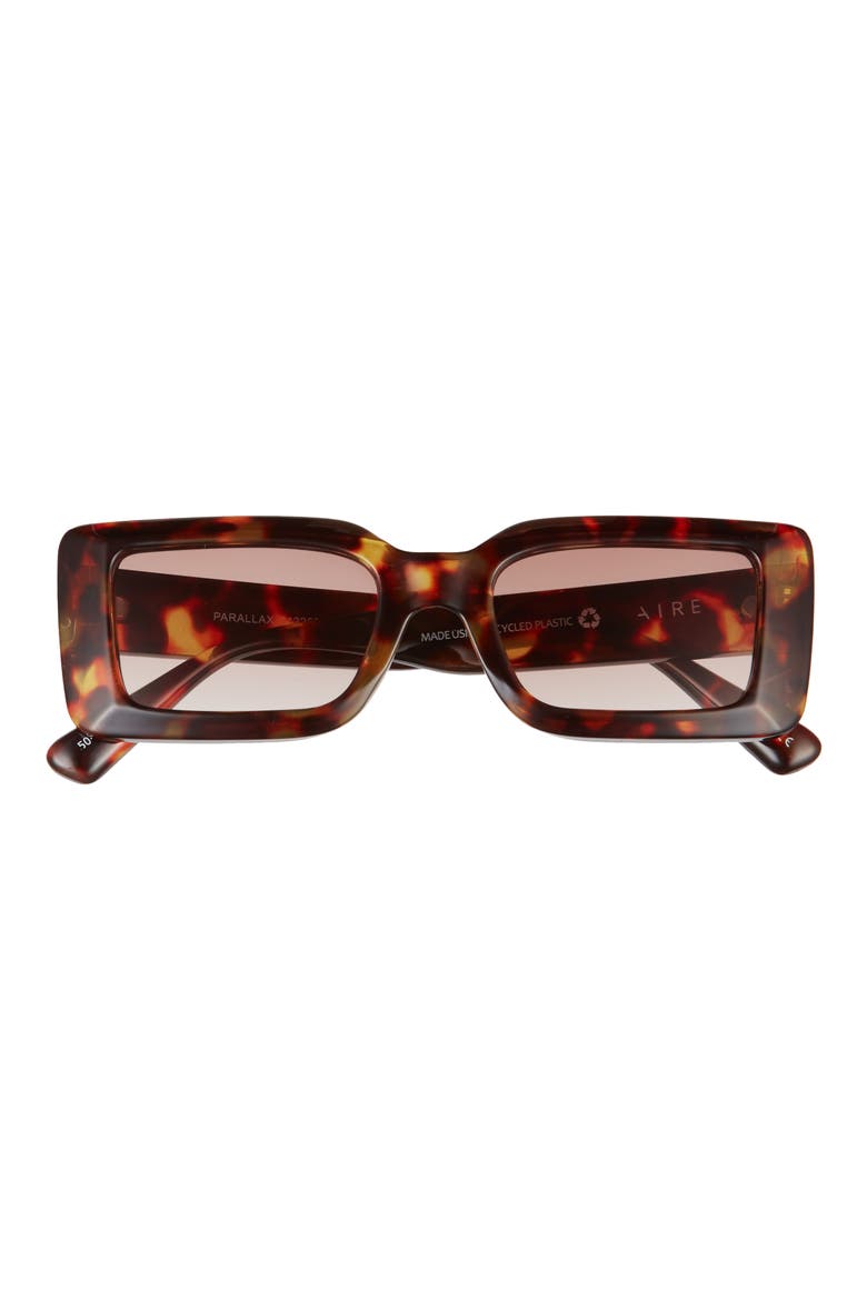 Parall 50mm Small Rectangular Sunglasses, Main, color, DARK TORT / BROWN GRAD