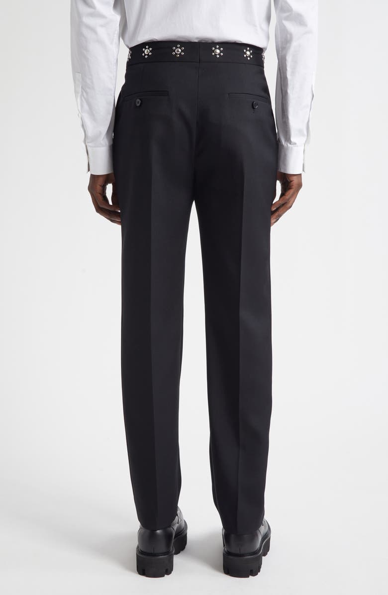 McQueen Studded Cotton Cigarette Pants, Alternate, color, Black