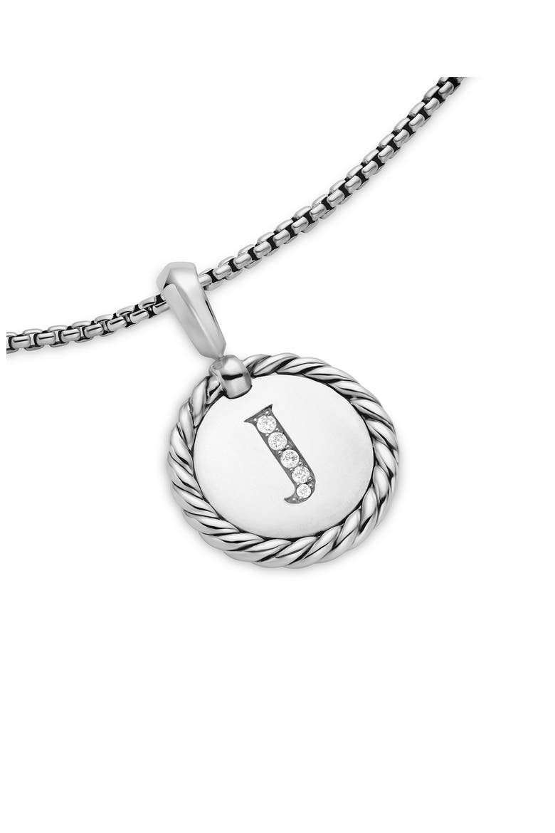 Initial Charm Necklace with Diamonds, Alternate, color, SILVER/ DIAMOND-J