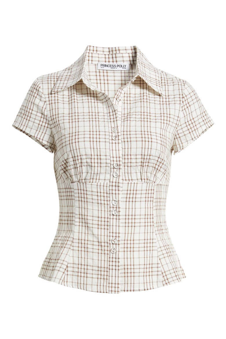Cottesloe Check Cotton Blend Button-Up Shirt, Alternate, color, BROWN