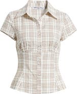 Princess Polly Cottesloe Check Cotton Blend Button-Up Shirt
