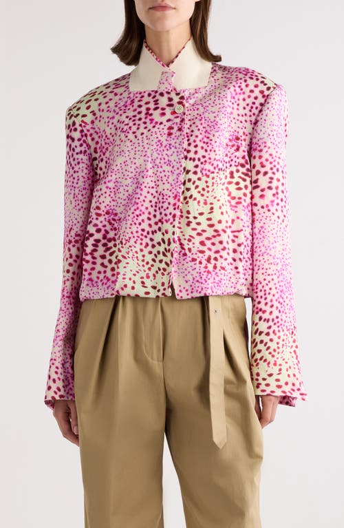 Dries Van Noten Vasti Printed Stand Collar Jacket In Fuchsia