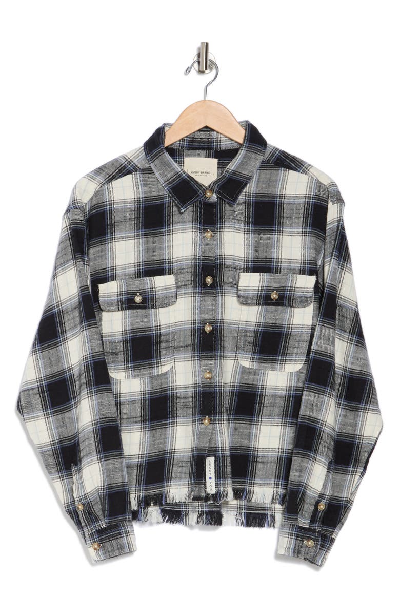 Lucky Brand Raw Edge Plaid Button-Up Shirt, Main, color,