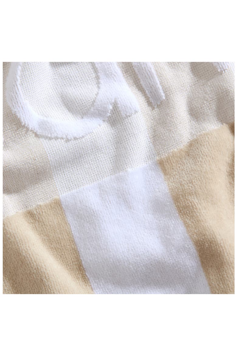 Beach Stripe Logo Towel, Alternate, color, BEIGE WHITE
