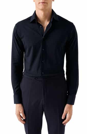 Eton Slim Fit Solid Navy 4Flex Stretch Jersey Dress Shirt
