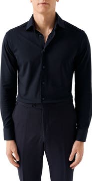 Eton Slim Fit Solid Navy 4Flex Stretch Jersey Dress Shirt
