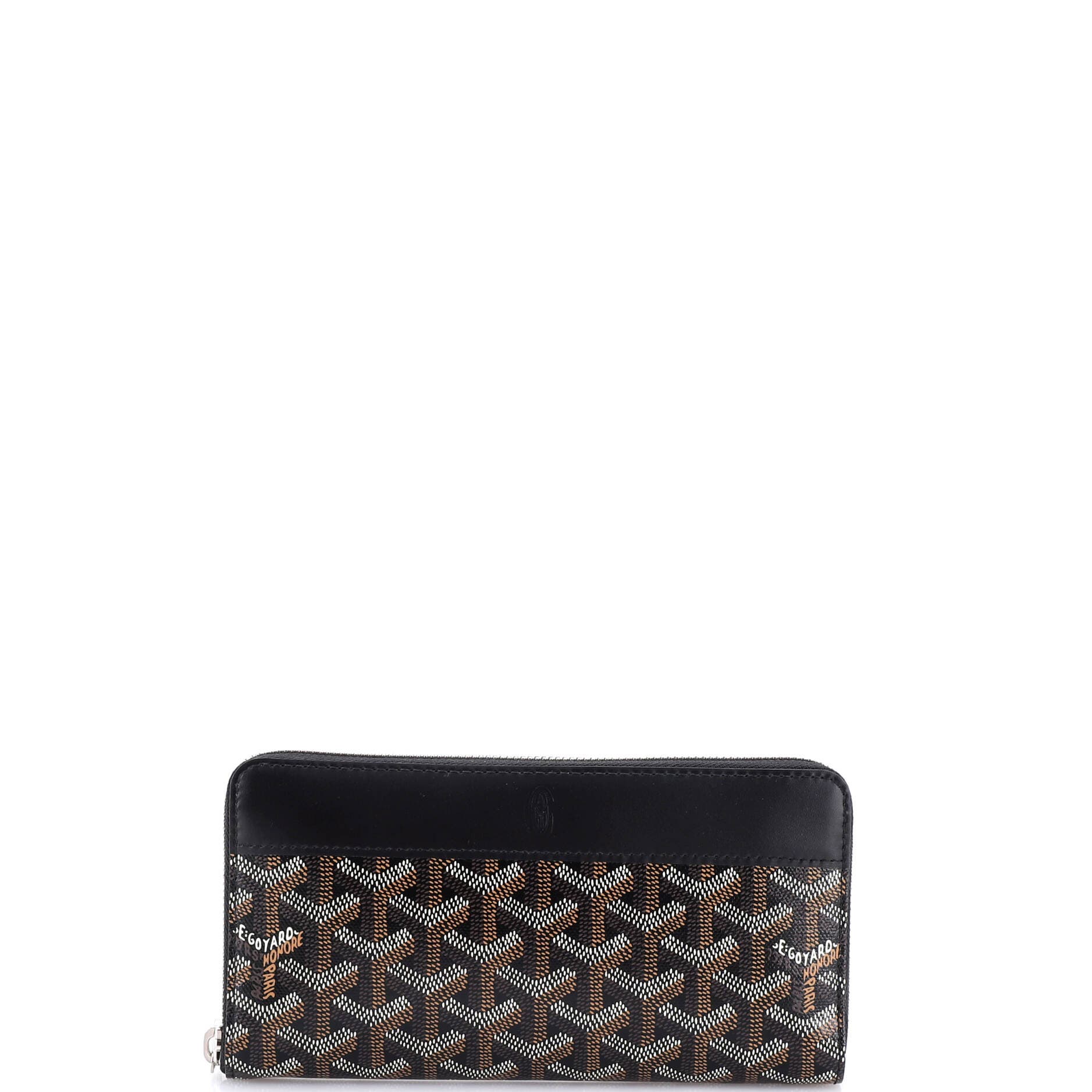 Pre-Owned Goyard Matignon Zip Wallet Coated Canvas with Leather, Main, color, Black