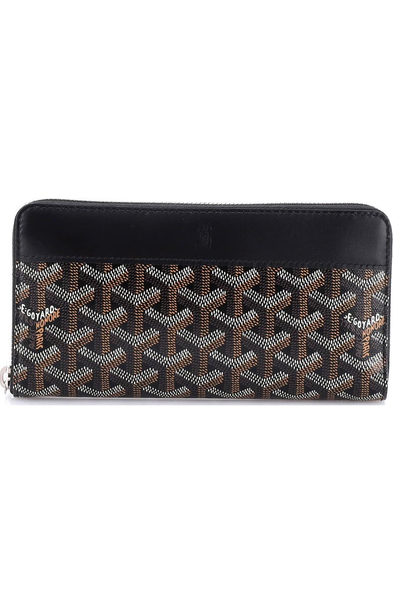 Pre-Owned Goyard Matignon Zip Wallet Coated Canvas with Leather, Main, color, Black