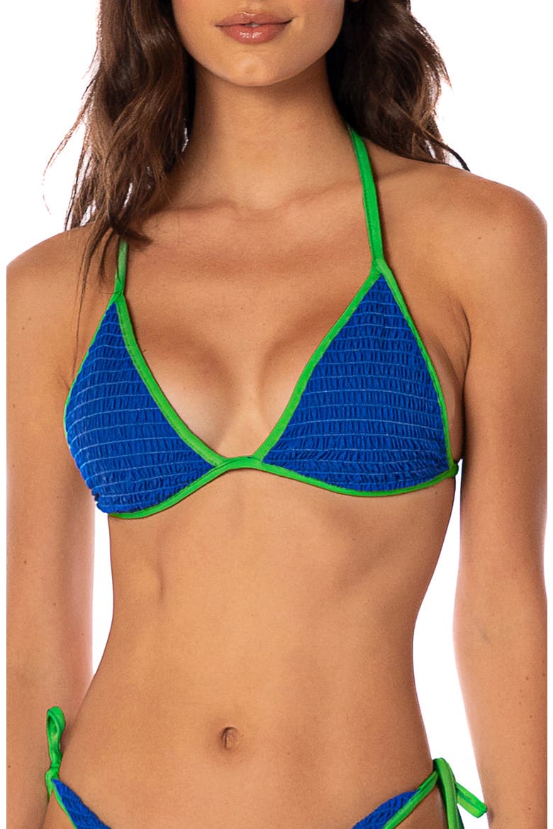 Cobalt Blue Celestina Reversible Triangle Bikini Top, Main, color, BLUE