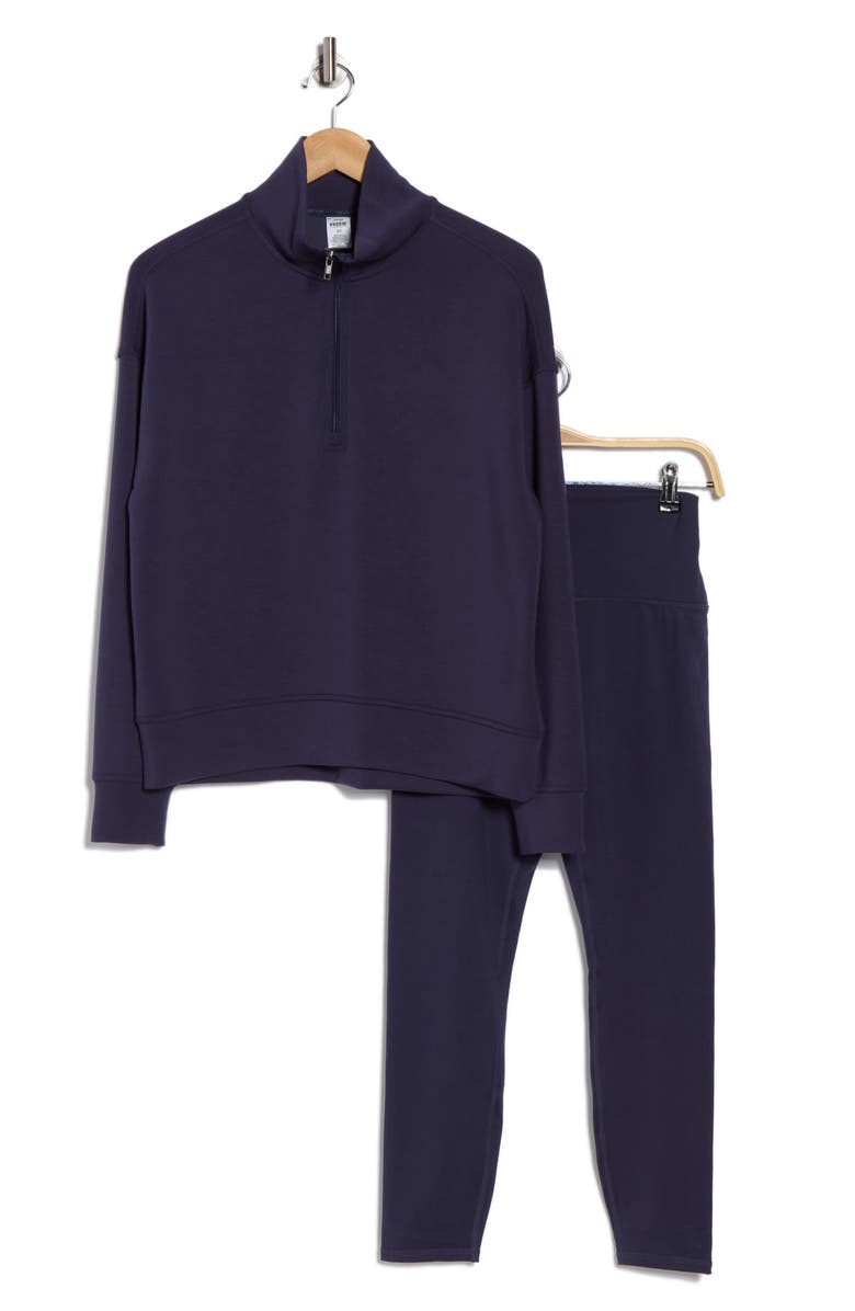 RBX Scuba Quarter Zip Pullover & Ankle Leggings Set, Alternate, color, 