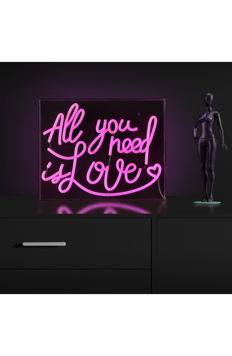 JONATHAN Y All Contemporary Glam Acrylic Box USB Operated LED Neon Light, Alternate, color, Pink