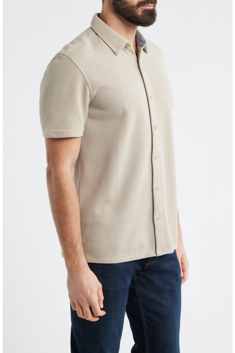 Linden Textured Short Sleeve Button-Up Shirt, Alternate, color, OATMEAL