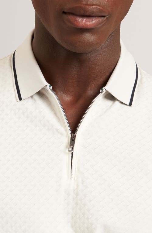 Ted Baker Cophen Stretch Cotton Zip Polo In White