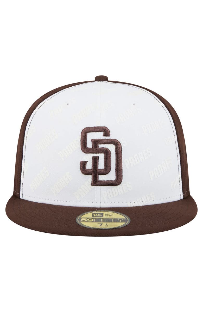 New Era Men's New Era White/Brown San Diego Padres Repeat 59FIFTY Fitted Hat, Alternate, color, White