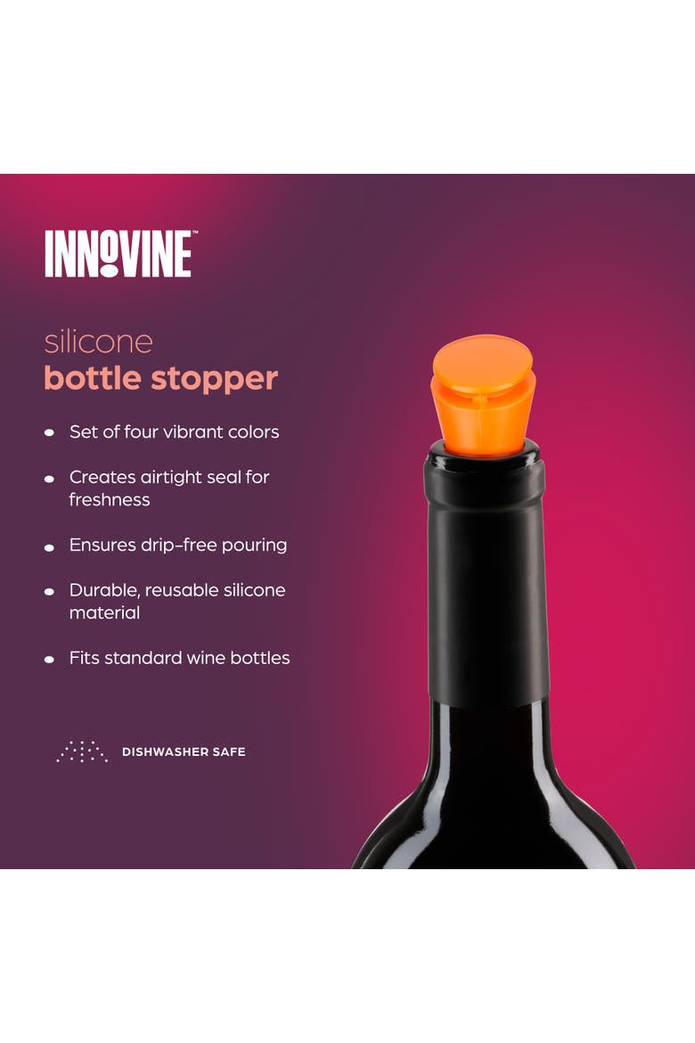 Silicone Bottle Stoppers Set of 4, Alternate, color, Assorted
