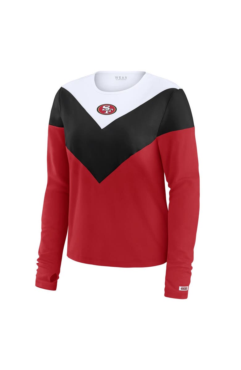 WEAR by Erin Andrews Women's WEAR by Erin Andrews Scarlet/Black San Francisco 49ers Plus Size Chevron Tri-Blend Long Sleeve T-Shirt, Alternate, color, Scarlet