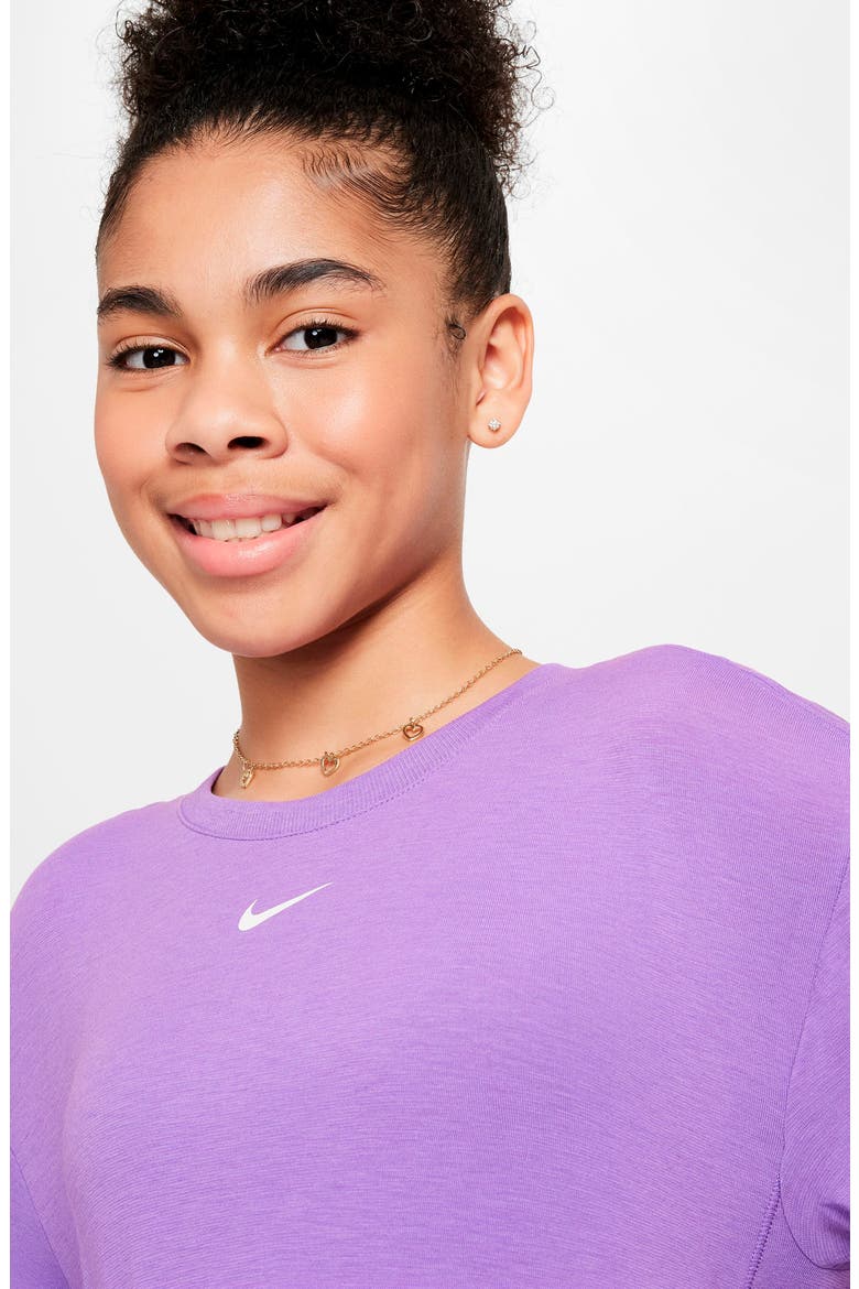 Kids' Sportswear Dri-FIT One T-Shirt, Alternate, color, BLACK RASPBERRY/ WHITE