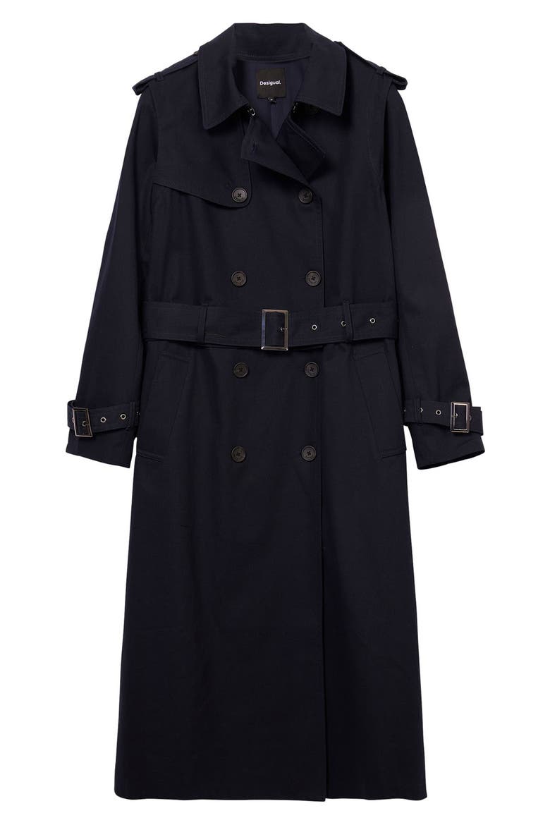 Vilma Cotton Twill Trench Coat, Alternate, color, BLUE