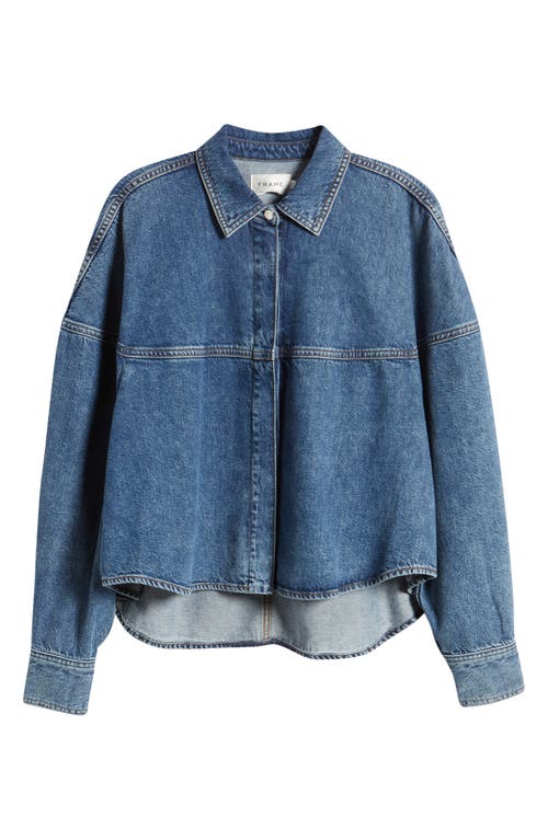 Frame Le Cropped Oversized Denim Jacket In Guardian