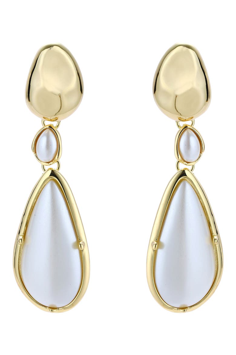 Saffron Imitation Pearl Drop Earrings, Main, color, GOLD/ PEARL