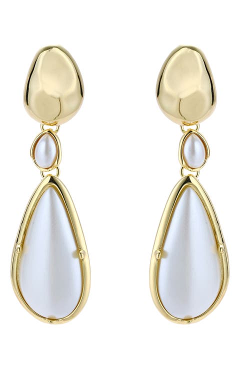 Saffron Imitation Pearl Drop Earrings