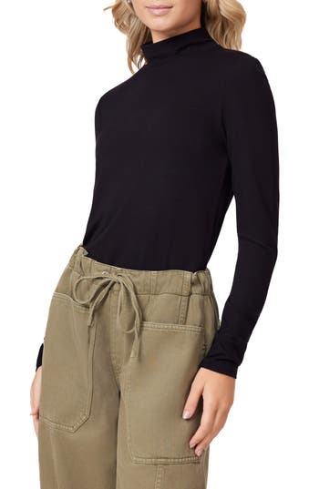 Scotch & Soda Long Sleeve Mock Neck Top In Black