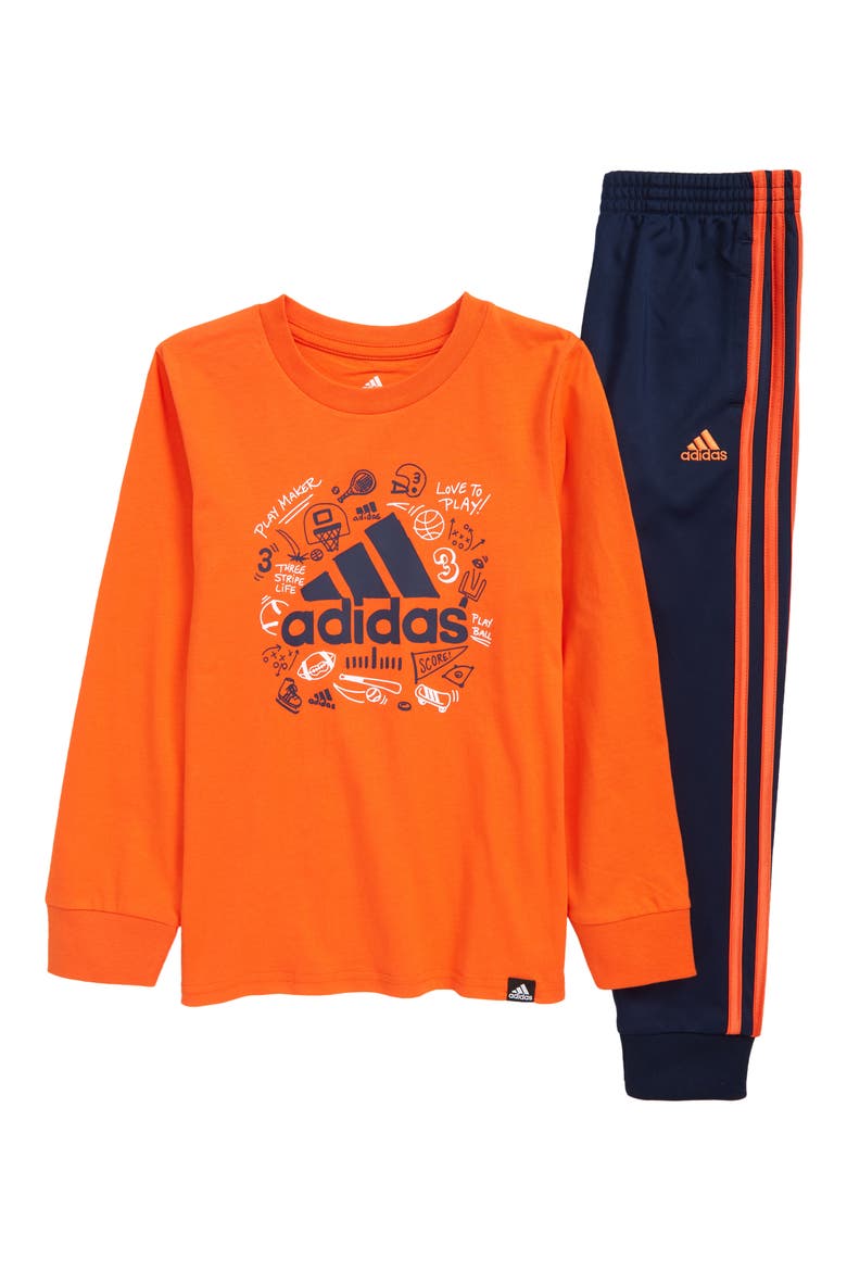 Kids' Cotton Graphic Tee & Joggers Set, Main, color, IMPACT ORANGE