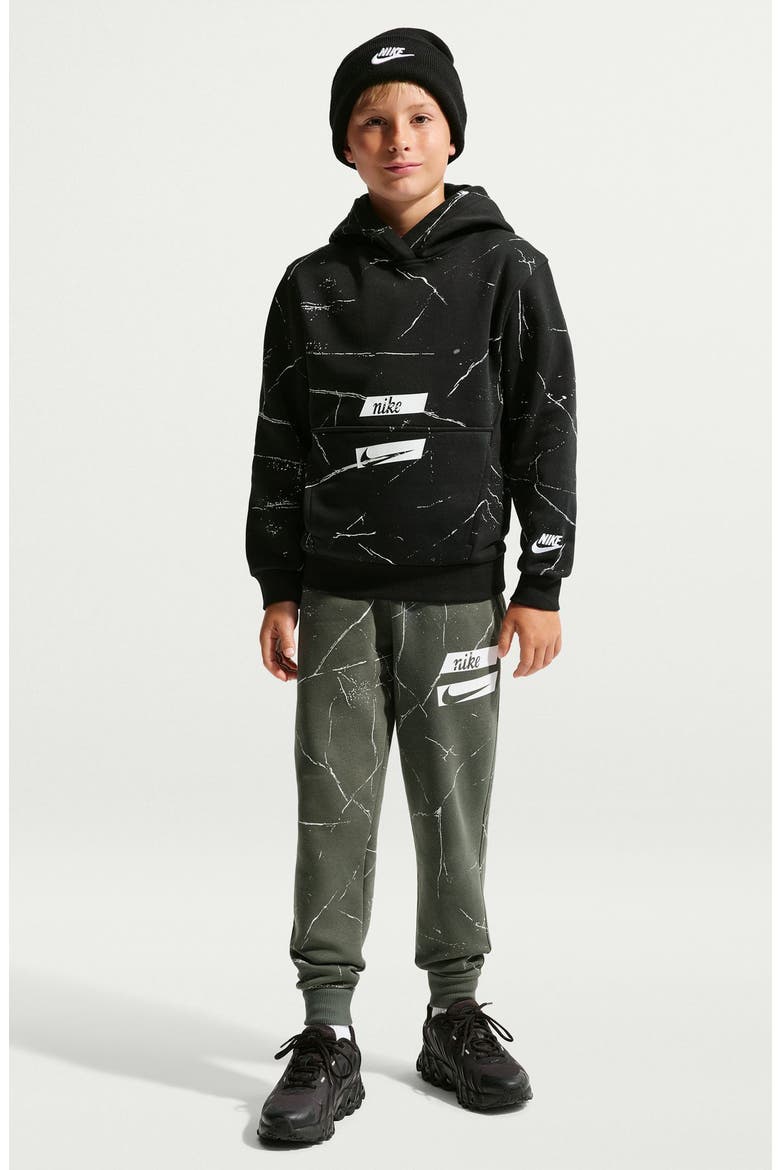 Kids' Club Graphic Fleece Hoodie, Main, color, BLACK/ WHITE