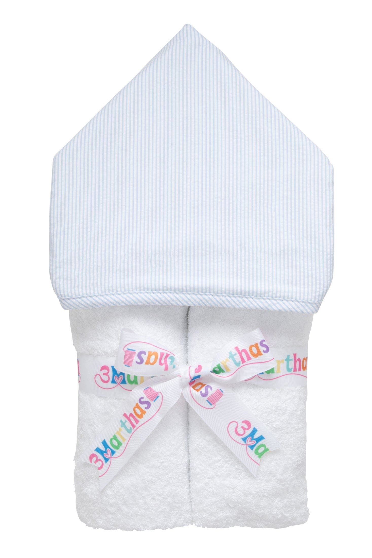 3 Marthas Seersucker Stripe Everykid Towel in Blue 