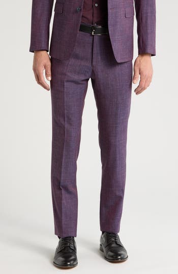 John Varvatos Street Flat Front Slim Fit Suit Pants In Burgundy