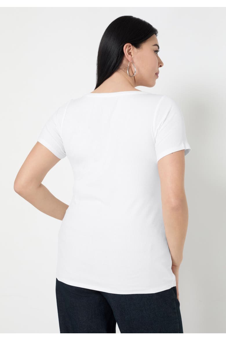 Ribbed Scoopneck Top, Alternate, color, WHITE