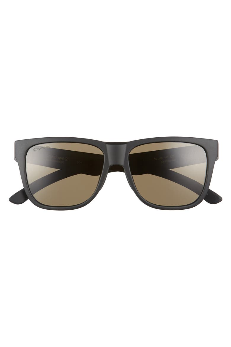 Lowdown 2 55mm ChromaPop™ Polarized Square Sunglasses, Alternate, color, MATTE BLACK / CHROMAPOP POLARIZED GRAY GREEN