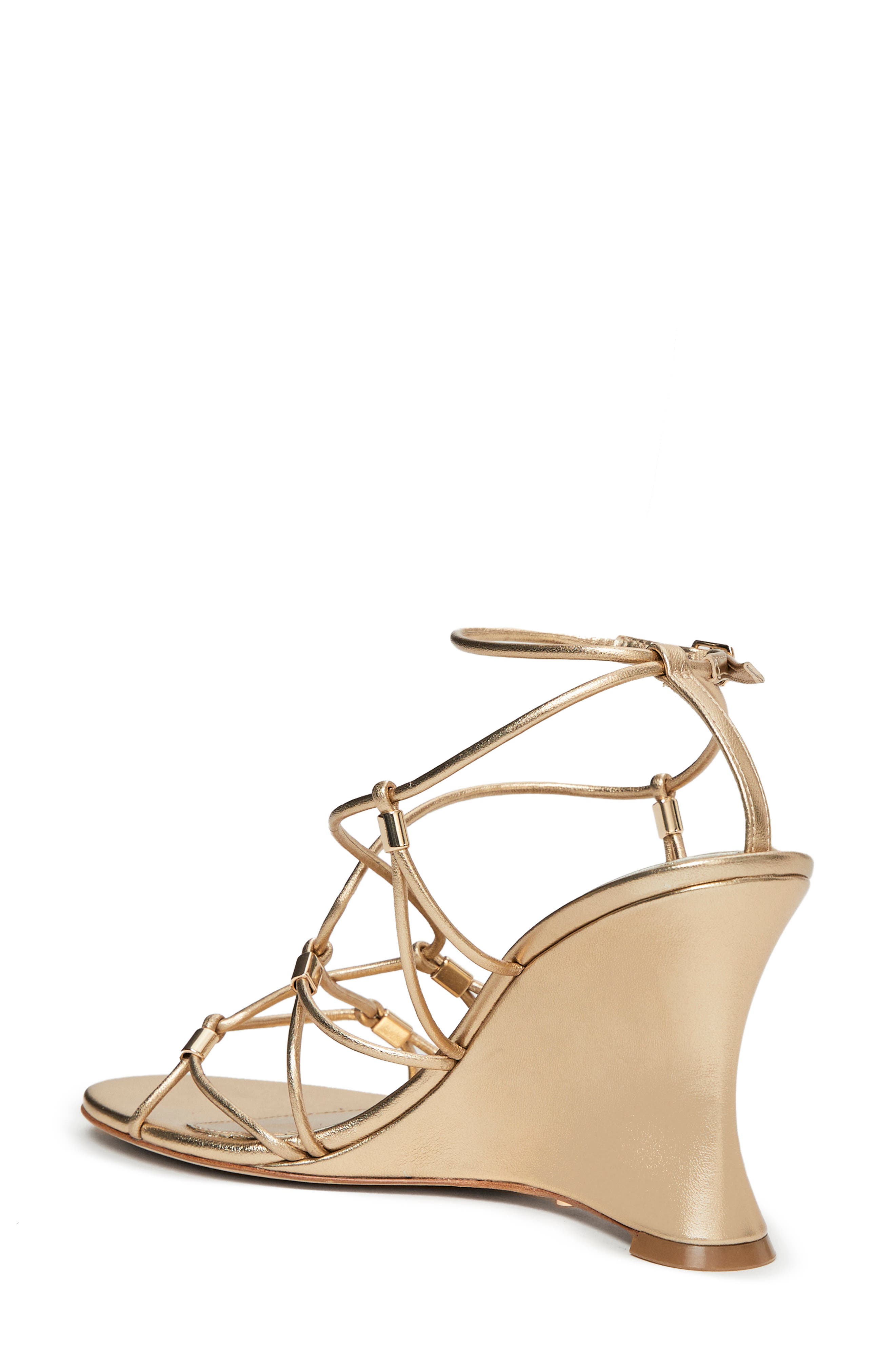 PAIGE Varya Ankle Strap Wedge Sandal, Alternate, color, Dk Gold