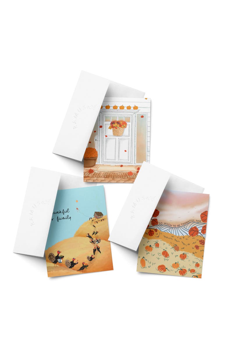 Ramus & Co Ghost Front Door, Turkey Gathering, So Much To Be Thankful For Fall/Autumn Greeting Card Pack Sets, Main, color, Multi-Pack