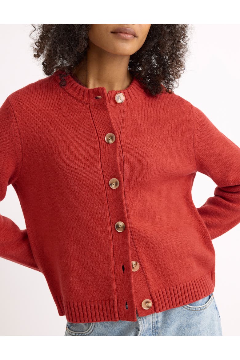 Button Front Crew Neck Knit Cardigan, Alternate, color, Orange